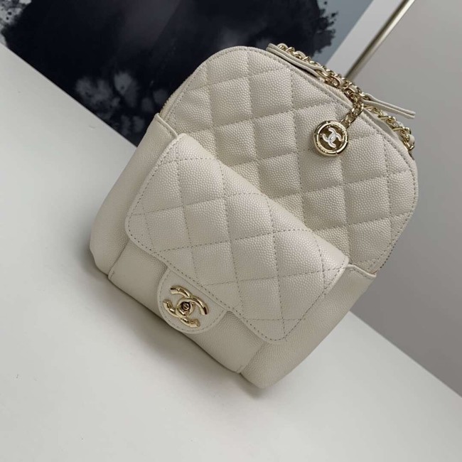 Chanel Grained Calfskin & Gold-Tone Metal backpack AS0003 creamy-white