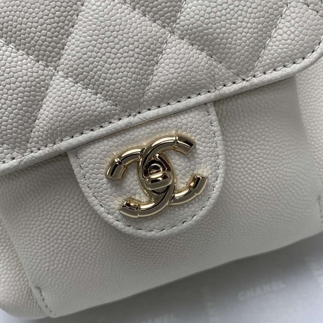 Chanel Grained Calfskin & Gold-Tone Metal backpack AS0003 creamy-white