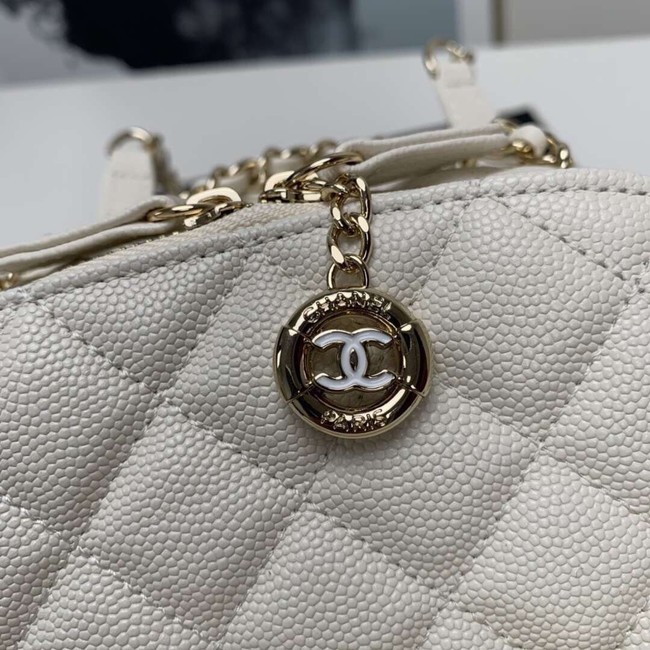 Chanel Grained Calfskin & Gold-Tone Metal backpack AS0003 creamy-white