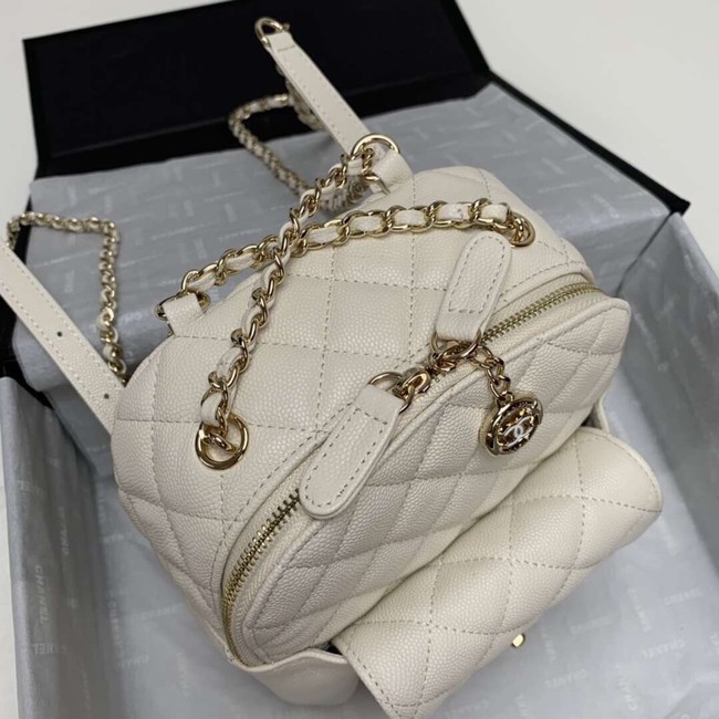 Chanel Grained Calfskin & Gold-Tone Metal backpack AS0003 creamy-white