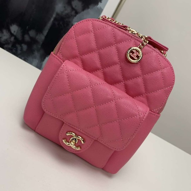 Chanel Grained Calfskin & Gold-Tone Metal backpack AS0003 rose