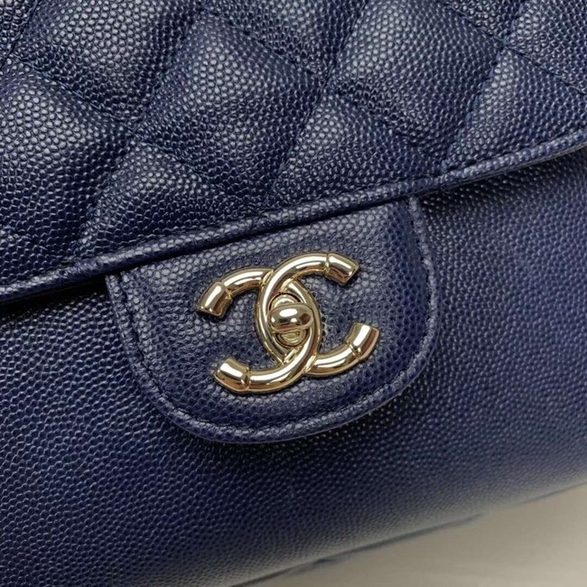 Chanel Grained Calfskin & Gold-Tone Metal backpack AS0004 blue