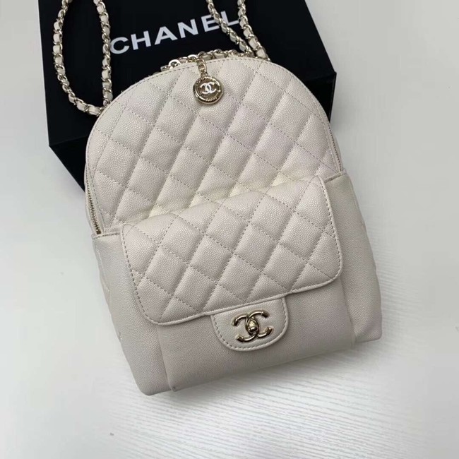 Chanel Grained Calfskin & Gold-Tone Metal backpack AS0004 creamy-white