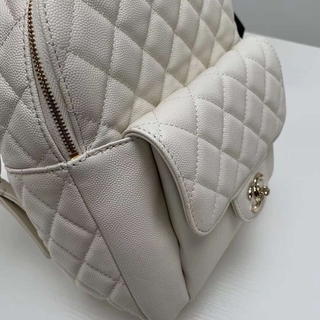 Chanel Grained Calfskin & Gold-Tone Metal backpack AS0004 creamy-white