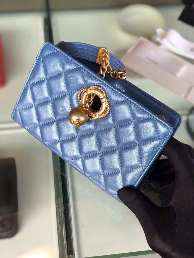 Chanel clutch Lambskin & Gold-Tone Metal AS0178 blue