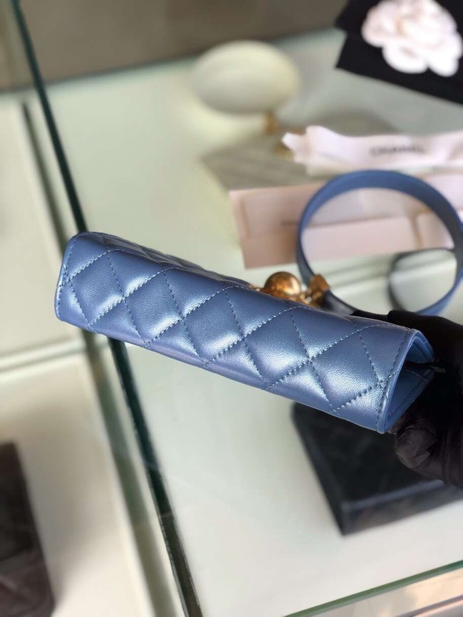 Chanel clutch Lambskin & Gold-Tone Metal AS0178 blue