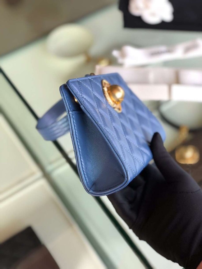 Chanel clutch Lambskin & Gold-Tone Metal AS0178 blue
