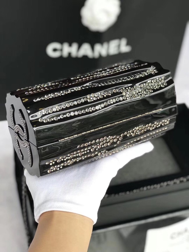 Chanel evening bag Resin Strass & Ruthenium-Finish Metal A69844 black