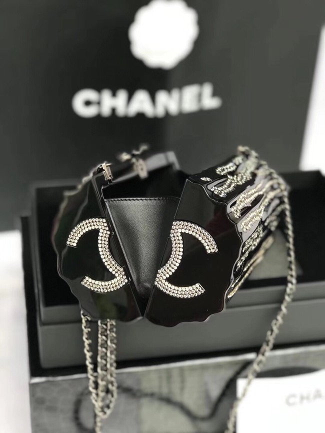 Chanel evening bag Resin Strass & Ruthenium-Finish Metal A69844 black