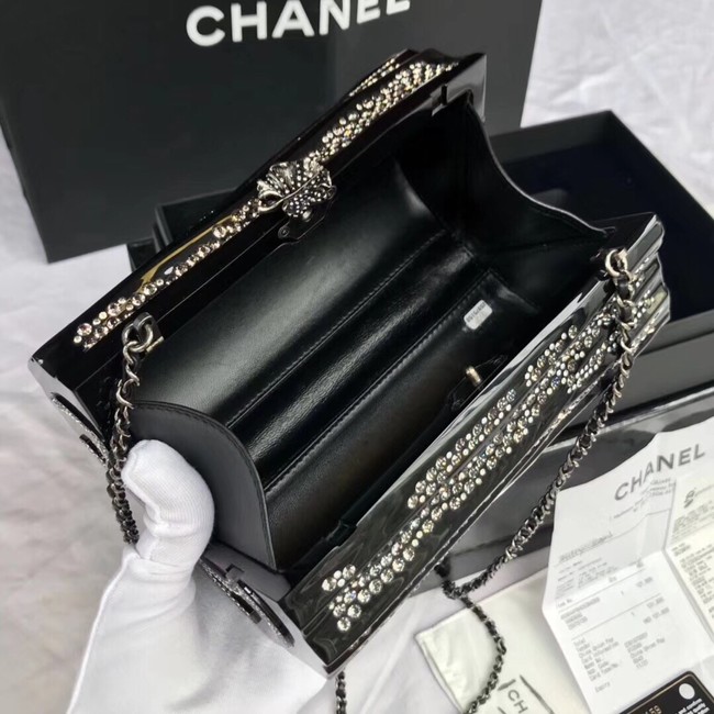 Chanel evening bag Resin Strass & Ruthenium-Finish Metal A69844 black