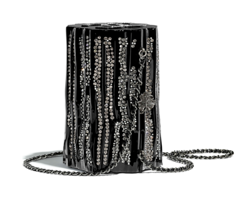 Chanel evening bag Resin Strass & Ruthenium-Finish Metal A69844 black