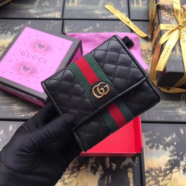 Gucci Leather card case with Double G 536449 black