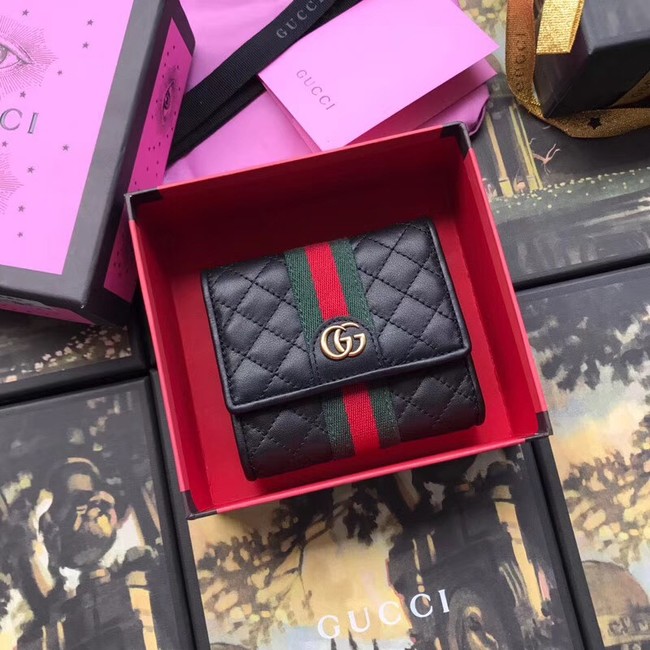 Gucci Leather card case with Double G 536449 black