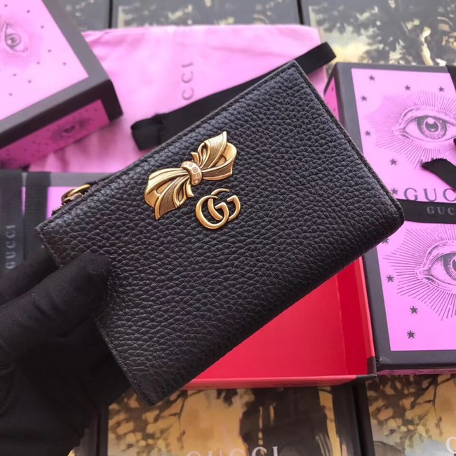 Gucci Leather card case with bow 524300 black