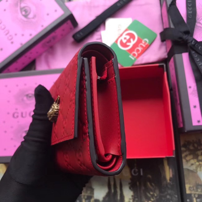 Gucci Signature card case with cat 548050 red