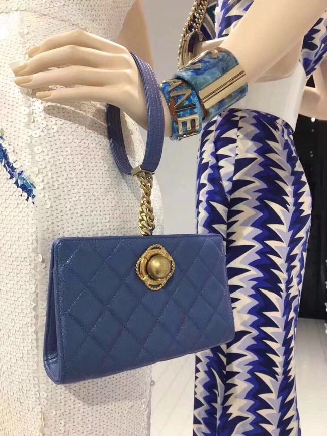 Chanel clutch Lambskin & Gold-Tone Metal AS0178 blue