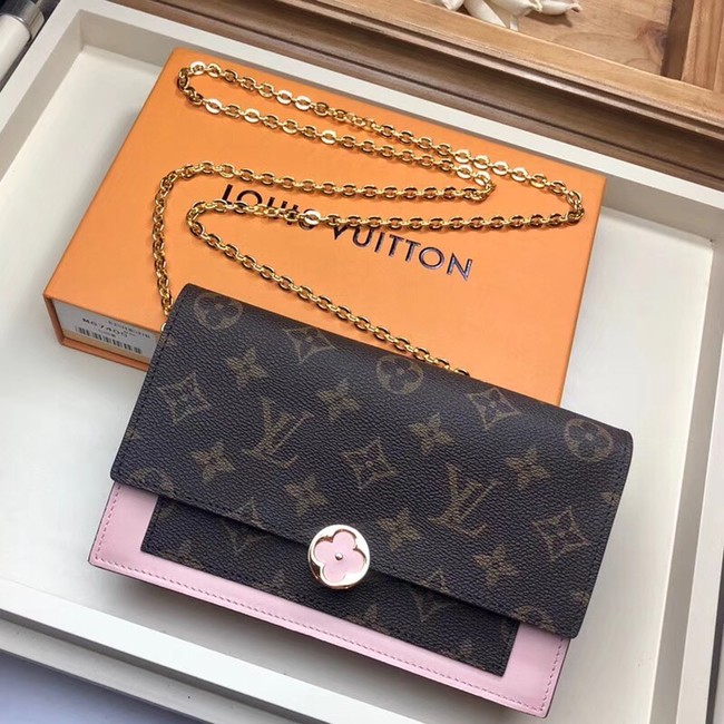 Louis Vuitton Monogram Canvas FLORE Chain Wallet M67405 pink