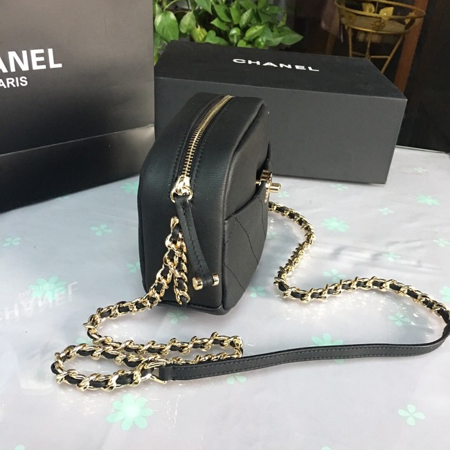Chanel camera case Lambskin & Gold-Tone Metal AS0137 black