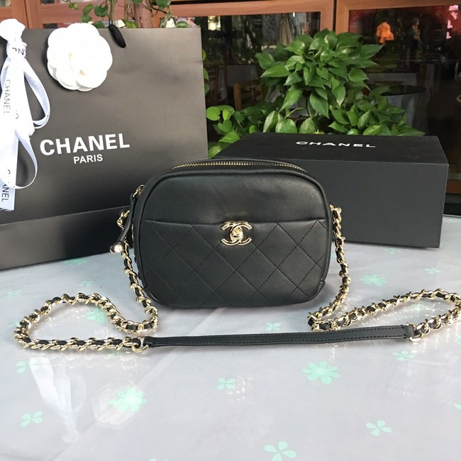 Chanel camera case Lambskin & Gold-Tone Metal AS0137 black