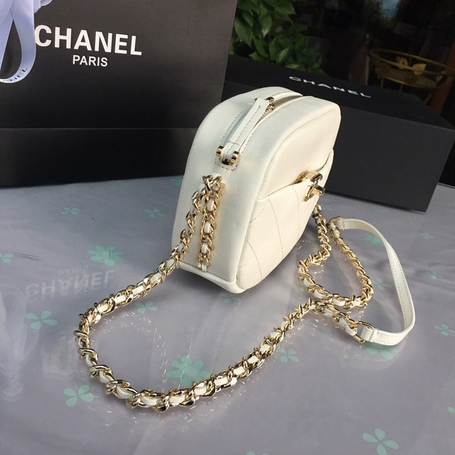 Chanel camera case Lambskin & Gold-Tone Metal AS0137 white