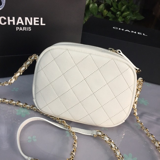 Chanel camera case Lambskin & Gold-Tone Metal AS0137 white