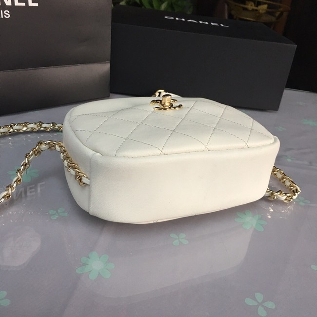 Chanel camera case Lambskin & Gold-Tone Metal AS0137 white