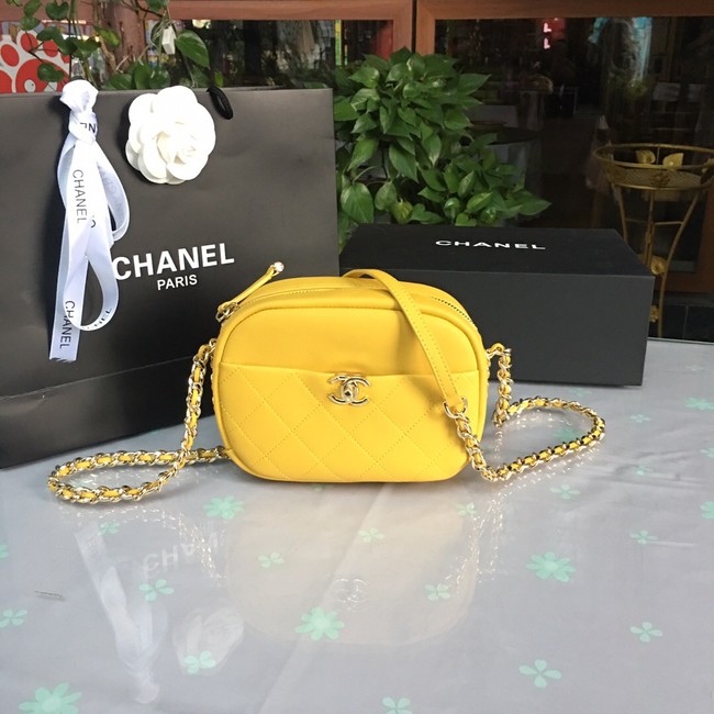 Chanel camera case Lambskin & Gold-Tone Metal AS0137 yellow