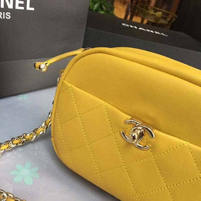 Chanel camera case Lambskin & Gold-Tone Metal AS0137 yellow