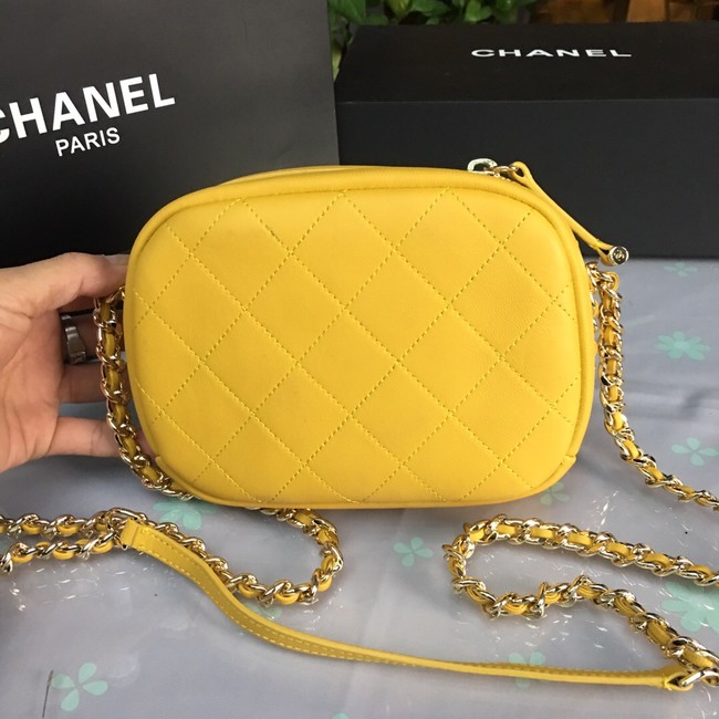 Chanel camera case Lambskin & Gold-Tone Metal AS0137 yellow