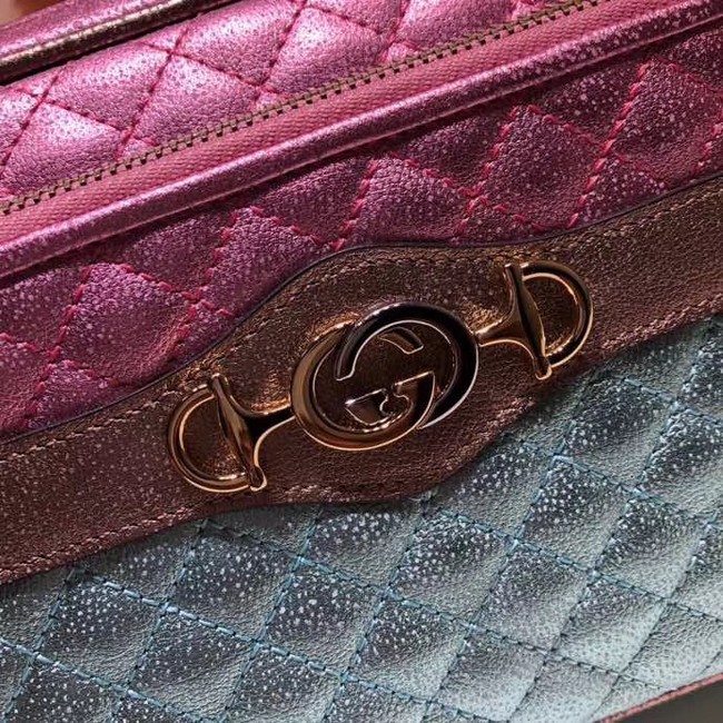 Gucci Calfskin Leather Clutch bag 447632 Pink&Gold&Green