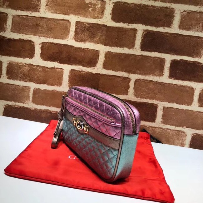 Gucci Calfskin Leather Clutch bag 447632 Pink&Gold&Green