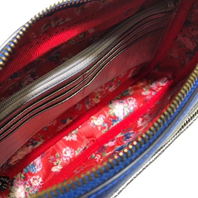 Gucci Calfskin Leather Clutch bag 447632 blue&red&silver