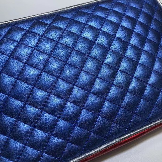 Gucci Calfskin Leather Clutch bag 447632 blue&red&silver