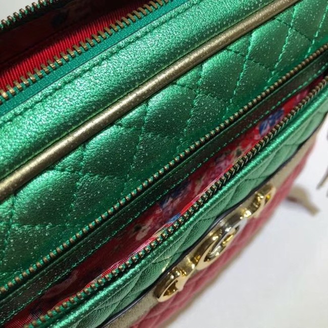 Gucci Calfskin Leather Clutch bag 447632 red&Gold&Green