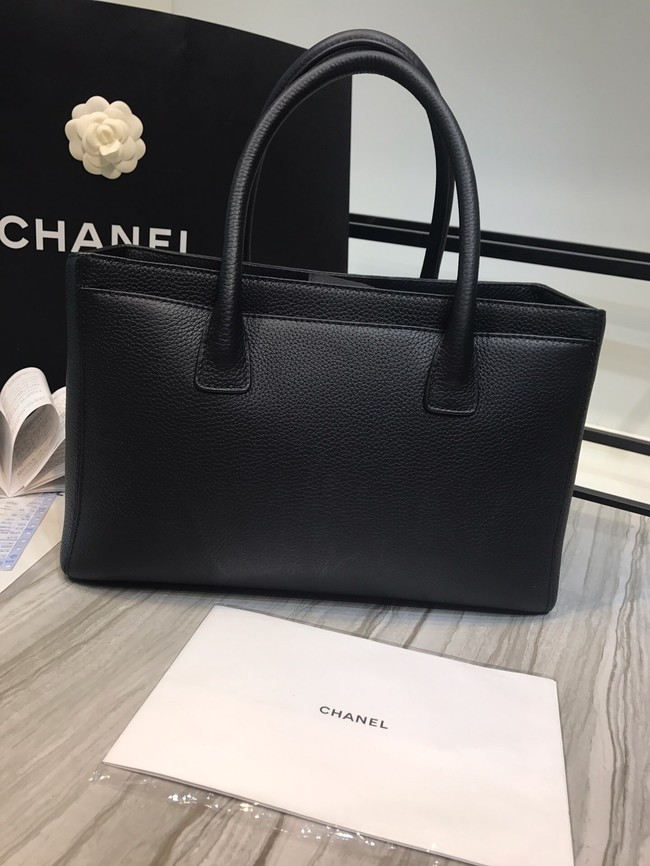 Chanel Calfskin & Silver-Tone Metal A91868 black