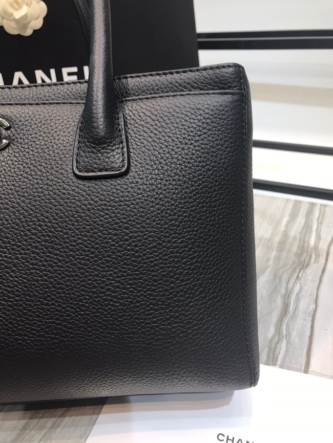 Chanel Calfskin & Silver-Tone Metal A91868 black