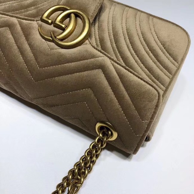 Gucci GG Marmont velvet medium shoulder bag 443497 Khaki