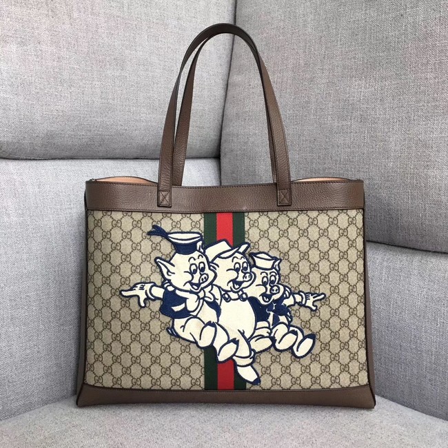 Gucci Ophidia GG tote with Three Little Pigs 547947 brown