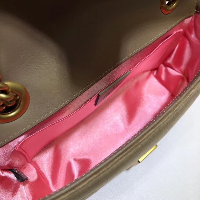 Gucci Velvet GG Shoulder Bag 446744 Khaki