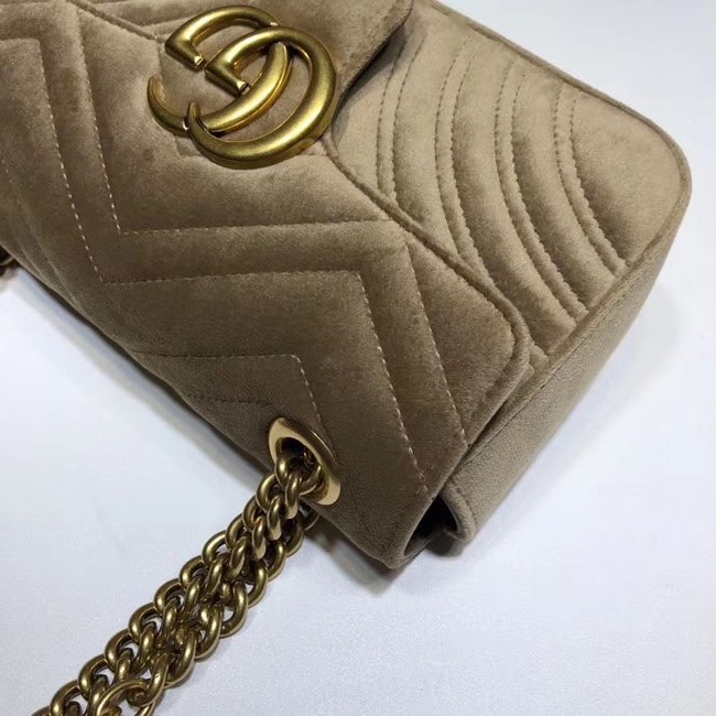 Gucci Velvet GG Shoulder Bag 446744 Khaki