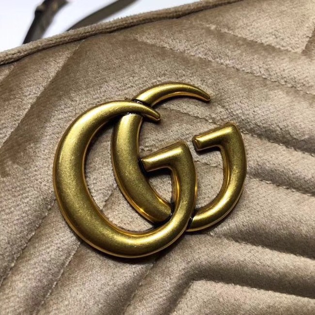 GucciGG Marmont velvet small shoulder bag 447632 Khaki