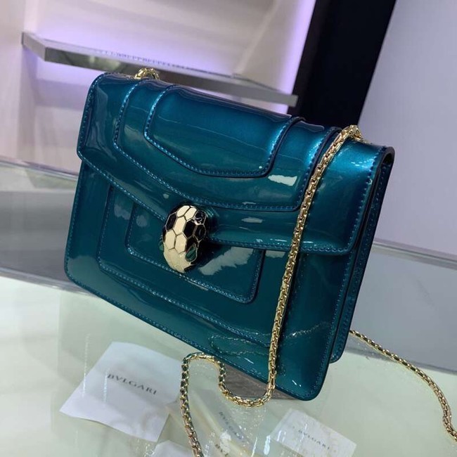 BVLGARI Serpenti Forever metallic-leather shoulder bag 34559 blue