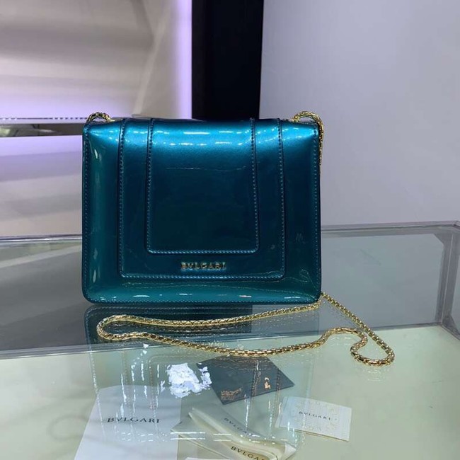 BVLGARI Serpenti Forever metallic-leather shoulder bag 34559 blue