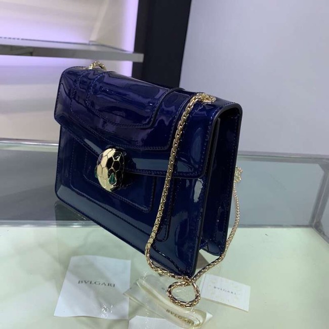 BVLGARI Serpenti Forever metallic-leather shoulder bag 34559 dark blue