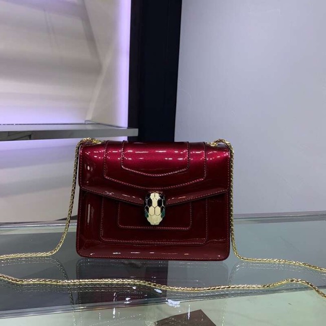 BVLGARI Serpenti Forever metallic-leather shoulder bag 34559 fuchsia