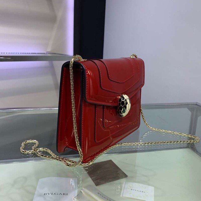 BVLGARI Serpenti Forever metallic-leather shoulder bag 34559 red