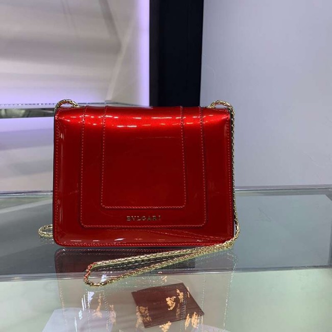 BVLGARI Serpenti Forever metallic-leather shoulder bag 34559 red