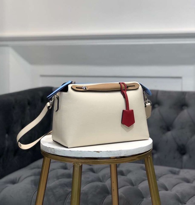 FENDI BY THE WAY REGULAR Small multicoloured leather Boston bag 8BL1245 cream&brown