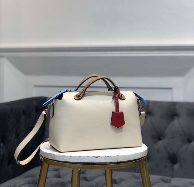 FENDI BY THE WAY REGULAR Small multicoloured leather Boston bag 8BL1245 cream&brown