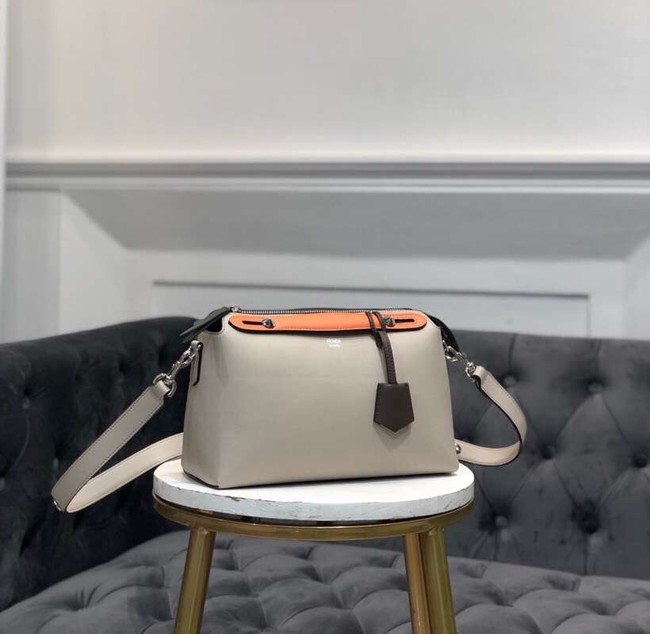 FENDI BY THE WAY REGULAR Small multicoloured leather Boston bag 8BL1245 cream&orange